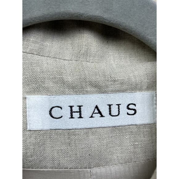 Chaus Jacket Womens 12 Linen Tan Button front Office Casual Lined Neutral - Picture 4 of 7